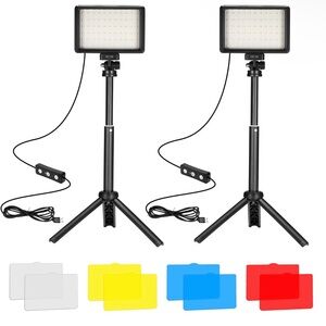Adjustable LED Video Light Kit with Color Filters